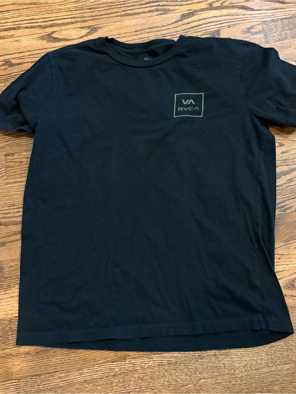 RVCA Black Short-Sleeve Tee with Olive Logo Box